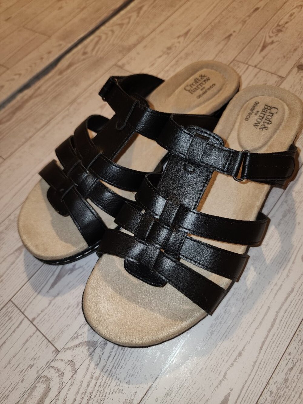 Croft & Barrow Ortholite Eco Comfort Sandals Black Women's Size 11M Adjustable